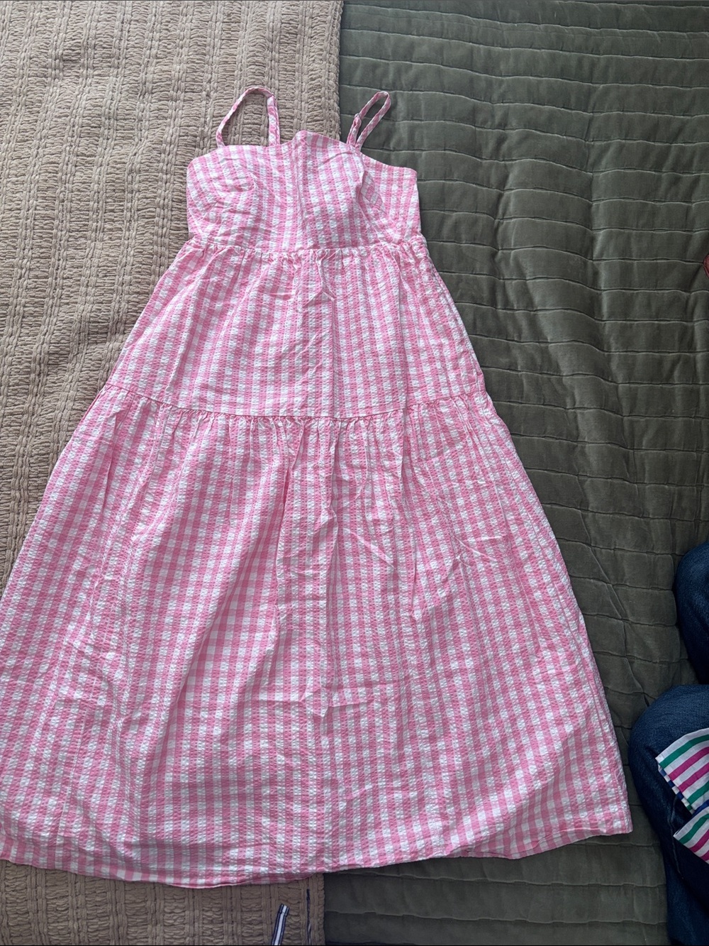J. Crew Pink Gingham Sundress with Spaghetti Straps